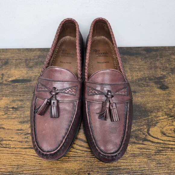 Allen Edmonds Maxfield Men\'s Burgundy Tassel Loafer Leather Sz 10 E Made In USA main image 4